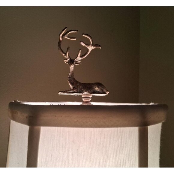 Deer Lamp Finial Shade Topper Gold Brass Buck Antlers Large Tall Detailed Retro - Picture 5 of 9